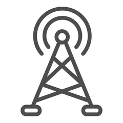 Poster - Television antenna line icon, osint analytics concept. Vector graphics. Radio transmission tower, technology sign on white background, outline style icon for mobile or web design.