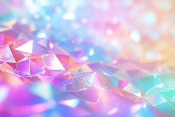 Poster - Abstract background with iridescent crystal surface shining with pastel colors and bokeh effect