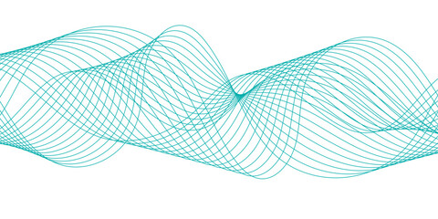 Poster - : Abstract curvy line art wavy flowing dynamicsound, wave, wind, information flow. Twisted curve lines and blend effect, frequency sound wave lines. Stripe isolated science digital flowing black line.