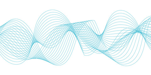 Poster - : Abstract curvy line art wavy flowing dynamicsound, wave, wind, information flow. Twisted curve lines and blend effect, frequency sound wave lines. Stripe isolated science digital flowing black line.