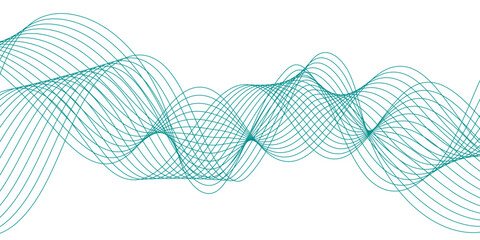 Poster - : Abstract curvy line art wavy flowing dynamicsound, wave, wind, information flow. Twisted curve lines and blend effect, frequency sound wave lines. Stripe isolated science digital flowing black line.
