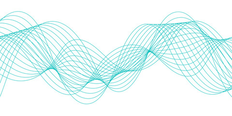 Poster - : Abstract curvy line art wavy flowing dynamicsound, wave, wind, information flow. Twisted curve lines and blend effect, frequency sound wave lines. Stripe isolated science digital flowing black line.