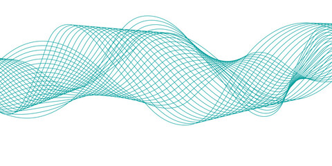 Poster - : Abstract curvy line art wavy flowing dynamicsound, wave, wind, information flow. Twisted curve lines and blend effect, frequency sound wave lines. Stripe isolated science digital flowing black line.