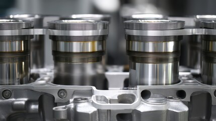 Poster - Close-Up of Compressor Pistons and Components in Engine Mechanism