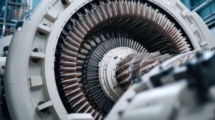 Poster - Close-Up of Spinning Rotor Inside Industrial Generator System
