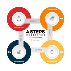 Poster - Circle chart infographic template with 4 options for presentations website. Vector illustration Eps	