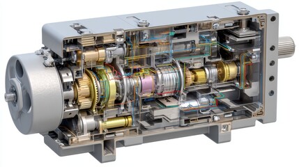 Poster - Detailed Cutaway View of a Scroll Compressor Internal Mechanism
