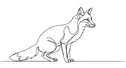 Poster - Fox illustrated in a single line outline vector style  