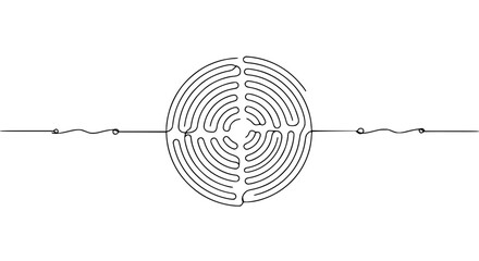 Poster - Single line outline vector of a circular maze design  