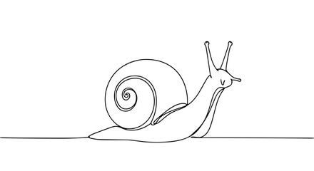 Poster - Simple line drawing of a snail slowly moving on a plain background  