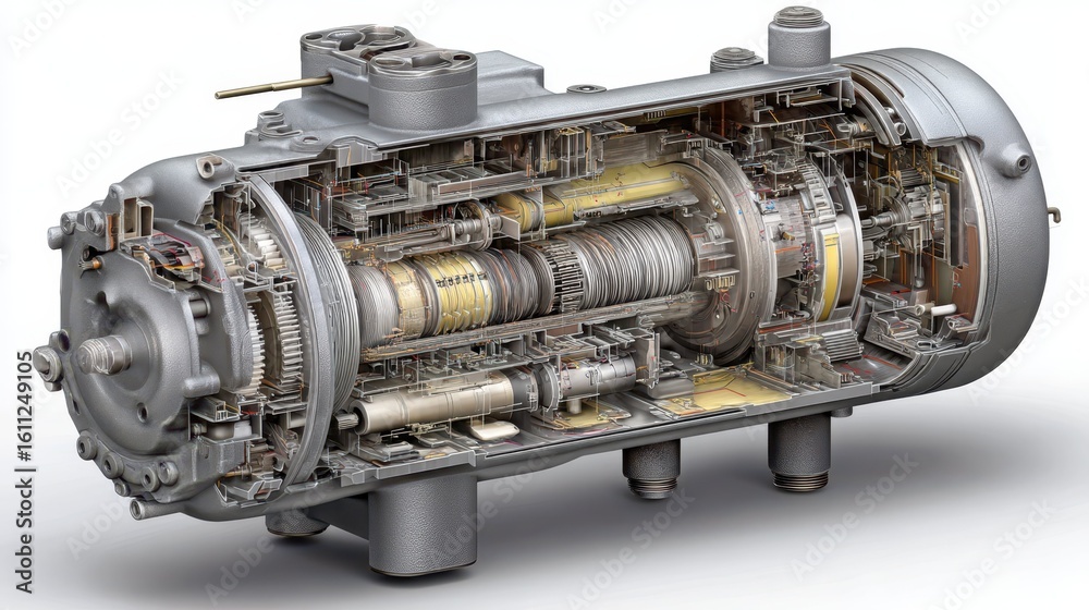 Mini Compressor Exploded Detailed Exploded View Diagram of Compressor Assembly Components Stock ...