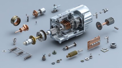 Poster - Exploded View Diagram of Compressor Assembly for Technical Reference