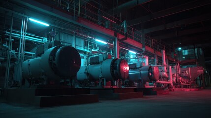 Poster - Industrial Compressor Startup Sequence with Illuminated Lights