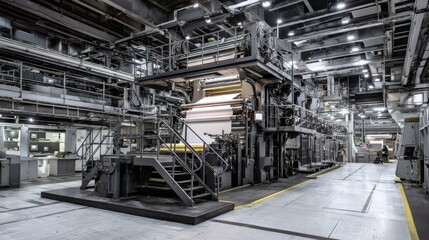 Poster - Interior of a Large Printing Press Operating in a Modern Factory Setting