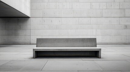 Poster - Minimalist Concrete Bench in Front of Modern Museum Architecture