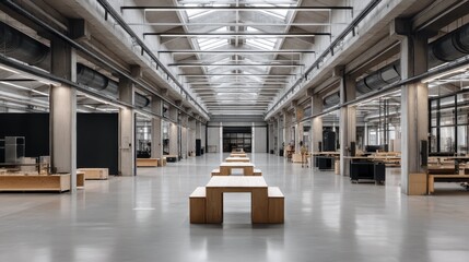 Poster - Modern Minimalist Industrial Design Space with Open Layout