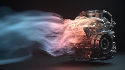 Poster - Engine Emitting Heat Waves in a Race Car Environment