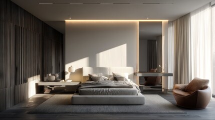 Poster - Sleek and Contemporary Bedroom Design with Neutral Tones
