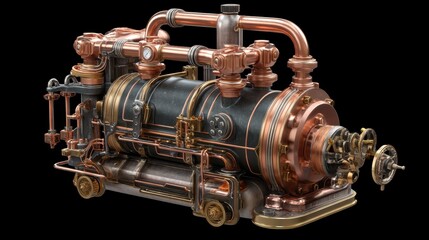Poster - Intricate Steampunk Engine Design with Copper Pipes and Gears