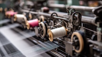 Poster - Advanced Textile Manufacturing Process with Weaving Machine