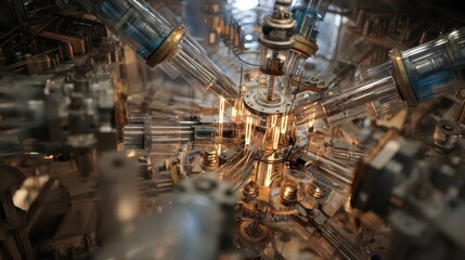 Poster - Complex Machine with Rotating Parts Inside a Detailed View
