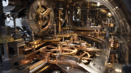 Poster - Intricate View of Inside Mechanical Machine with Rotating Parts