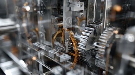 Poster - Close-Up View of Intricate Machine with Rotating Mechanical Parts
