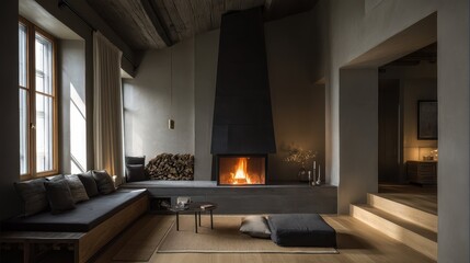 Poster - Warm Minimalist Interior Design in Contemporary Home Setting