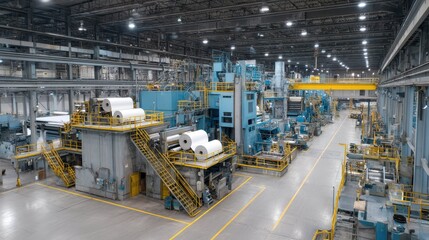 Poster - Wide Shot of Massive Factory Filled with Advanced Machinery