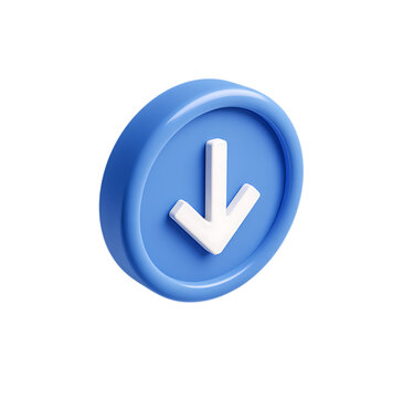 3D icon of a blue circle with a white downward-pointing arrow