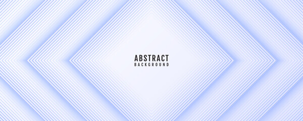 Poster - White blue abstract background overlap layer on bright space with rhombus lines effect decoration. Modern graphic design element stripes cutout style concept for web, flyer, card, or brochure cover