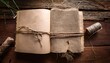 © Raymond - rustic handmade notebook with raw paper and torn fiber on a weathered wooden table with soft natural light