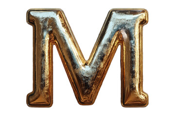 Poster - Letter M Gold Balloon Text Effect Metallic Shiny Alphabet Decoration Party on transparent background