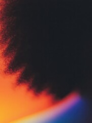 Poster - Dark background with orange, red, and blue light leak effect. Abstract light effect for design. Retro flare for overlay.