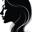 © Ideasy Mind - Elegant woman silhouette, flowing hair profile, feminine beauty illustration, high contrast vector art, stylish design, fashion, graphic, minimal concept
