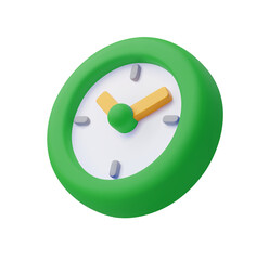 Poster - 3D Rendered Green Clock Icon:  Modern, Minimalist, Time Management Concept