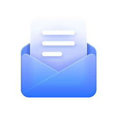 Poster - Modern Blue Envelope Icon:  Digital Message, Clean Design, Minimalist Style,  Positive Mood,  Communication Concept.