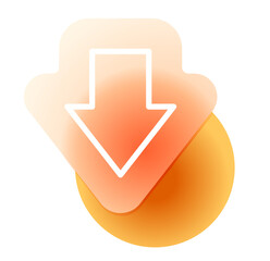 Poster - Abstract Orange and Beige Download Arrow Icon: Modern, Minimalist Design