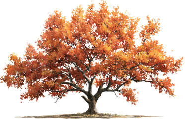 vibrant orange autumn tree with red foliage during fall season