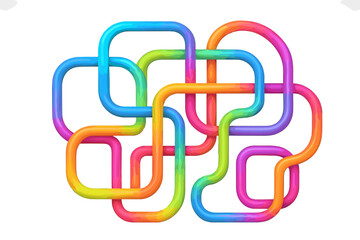 Metaphor for brain, thinking process, and creative mind. Abstract tangled colorful path. Concept of teamwork, complexity, connection, business logic, and problem solving.