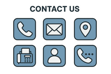 Fototapete - Contact us vector icon set. Business communication symbols collection for web design. Modern flat line icons for phone, mail, address, fax, user profile, and location.