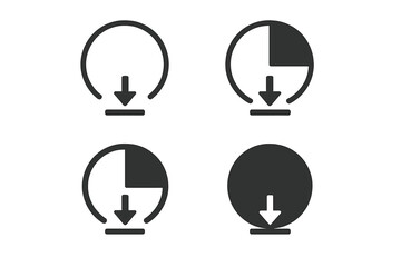 Fototapete - Download progress icon set vector illustration. Loading status bar with circle and arrow symbol. UI UX element for web and app design. Data transfer and installation concept.