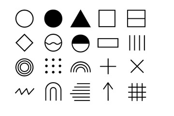 Fototapete - Geometric shapes set. Abstract aesthetic contemporary line art. Minimalist geometric shape decoration. Trendy modern minimalist style design elements and forms.