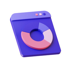 Poster - Modern 3D Render:  Vibrant Purple Donut Chart Icon,  Data Visualization,  Business Analytics Concept.
