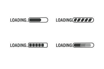 Fototapete - Set of vector progress loading bars. User interface element for website and application design. Download, upload, and buffer status indicator collection.
