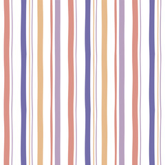 Wall Mural - Halloween striped fabric texture.Seamless stripe pattern in purple and orange.Hand drawn vertical stripes lines abstract repeat pattern vector illustration background wallpaper for fabric and prints.
