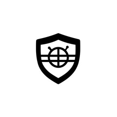 Poster - Shield with closed circle outline icon symbolizing protection security and boundary safety