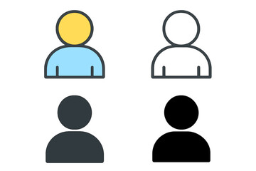 Fototapete - User icon set with multiple styles. Person symbol for profile avatar, member account, or contact. Includes colored, outline, and solid black silhouette illustrations. Vector.