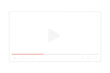 Fototapete - Video player interface vector template. Multimedia screen for online streaming with play button, progress bar and icons. Modern web UI UX design element for website.