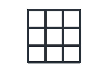 Fototapete - Grid icon vector for user interface design. Layout symbol for app menu, gallery view or web button. Minimalist nine squares grid pictogram. Flat linear graphic element.